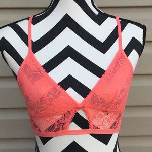 New aerie Orange Floral Soft Lace Bralette